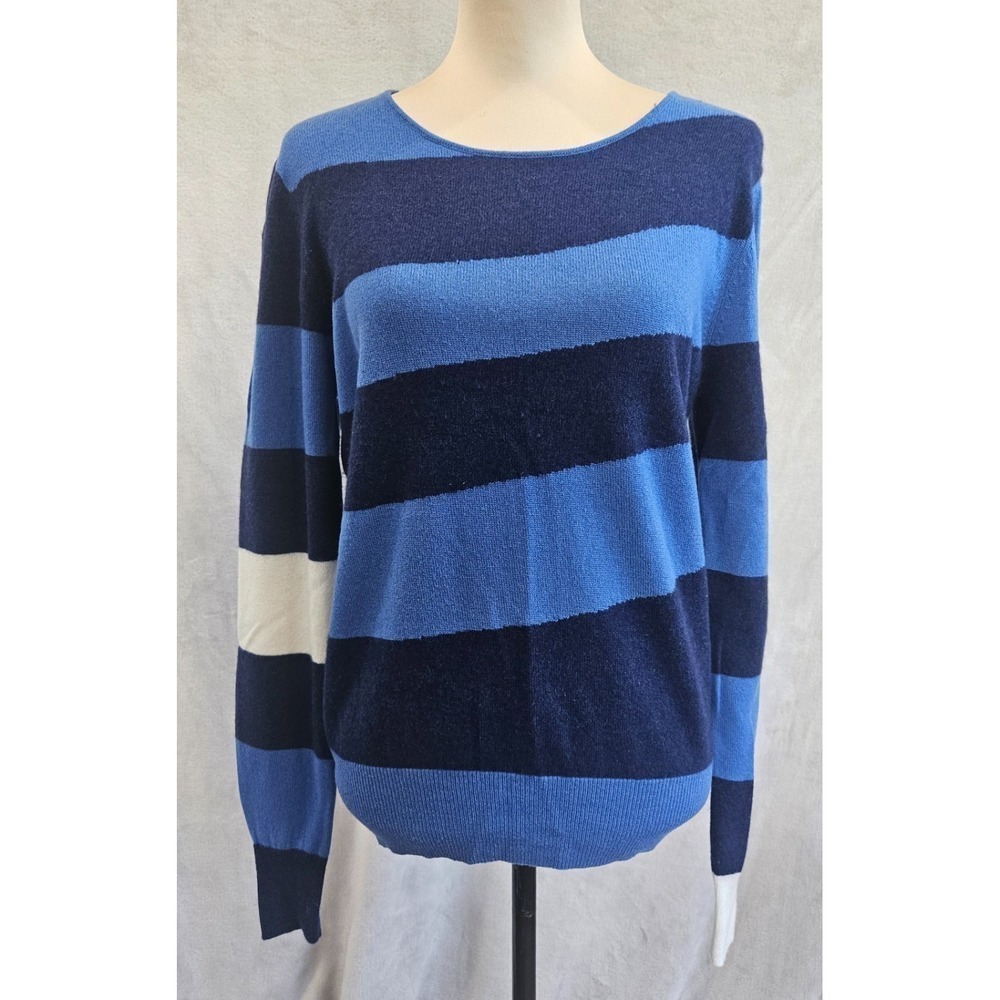 Kier+J 100% Cashmere Striped Sweater L Soft Luxe Preppy
